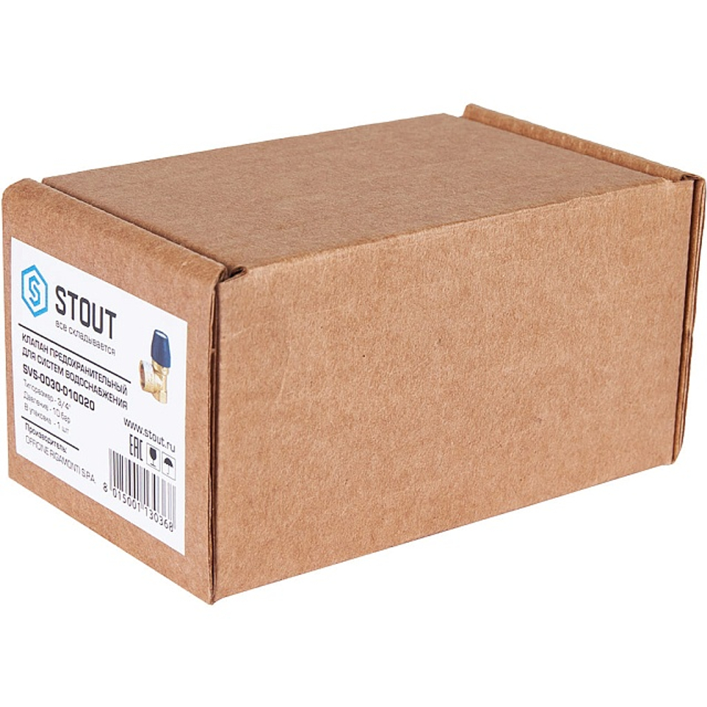 Клапан предохранительный STOUT - 3/4", сброс 1" (ВР/ВР, Рн 10 бар)