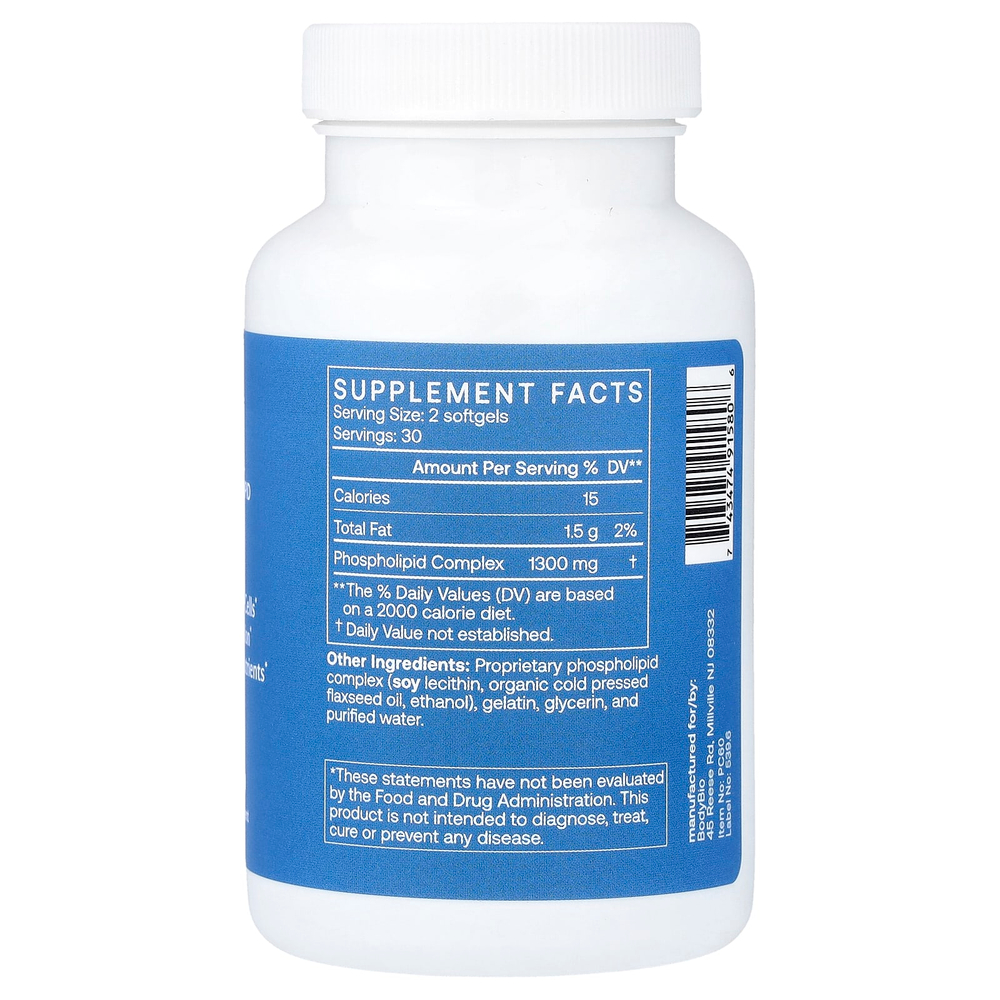 BodyBio, ФК, липосомальный фосфолипидный комплекс, 60 капсул (650 мг в 1 капсуле)