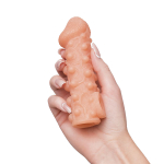 Телесная закрытая насадка 13,8см с шариками Kokos Cock Sleeve 010 Size S