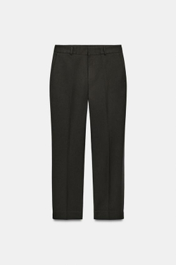 ZARA УКОРОЧЕННЫЕ БРЮКИ С НИЗКОЙ ПОСАДКОЙ, КОРИЧНЕВЫЙ