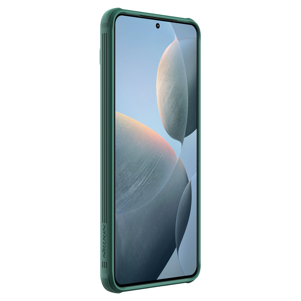 Чехол зеленого цвета (Deep Green) от Nillkin с защитной шторкой и с встроенным круглым магнитом для Xiaomi Poco F6 Pro, серия CamShield Pro Magnetic