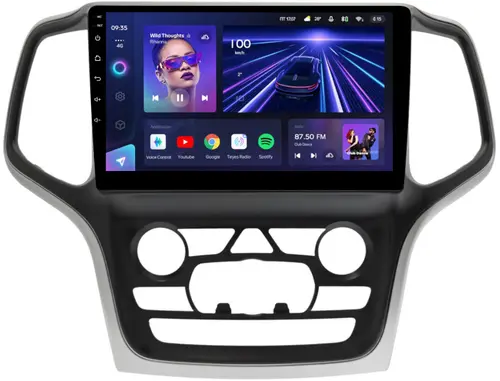 Магнитола для Jeep Grand Cherokee WK2 2013-2022 (взамен ШГУ 8.4", рамка большая) - Teyes CC3L монитор 9" IPS на Android 10, CarPlay, 4G SIM-слот