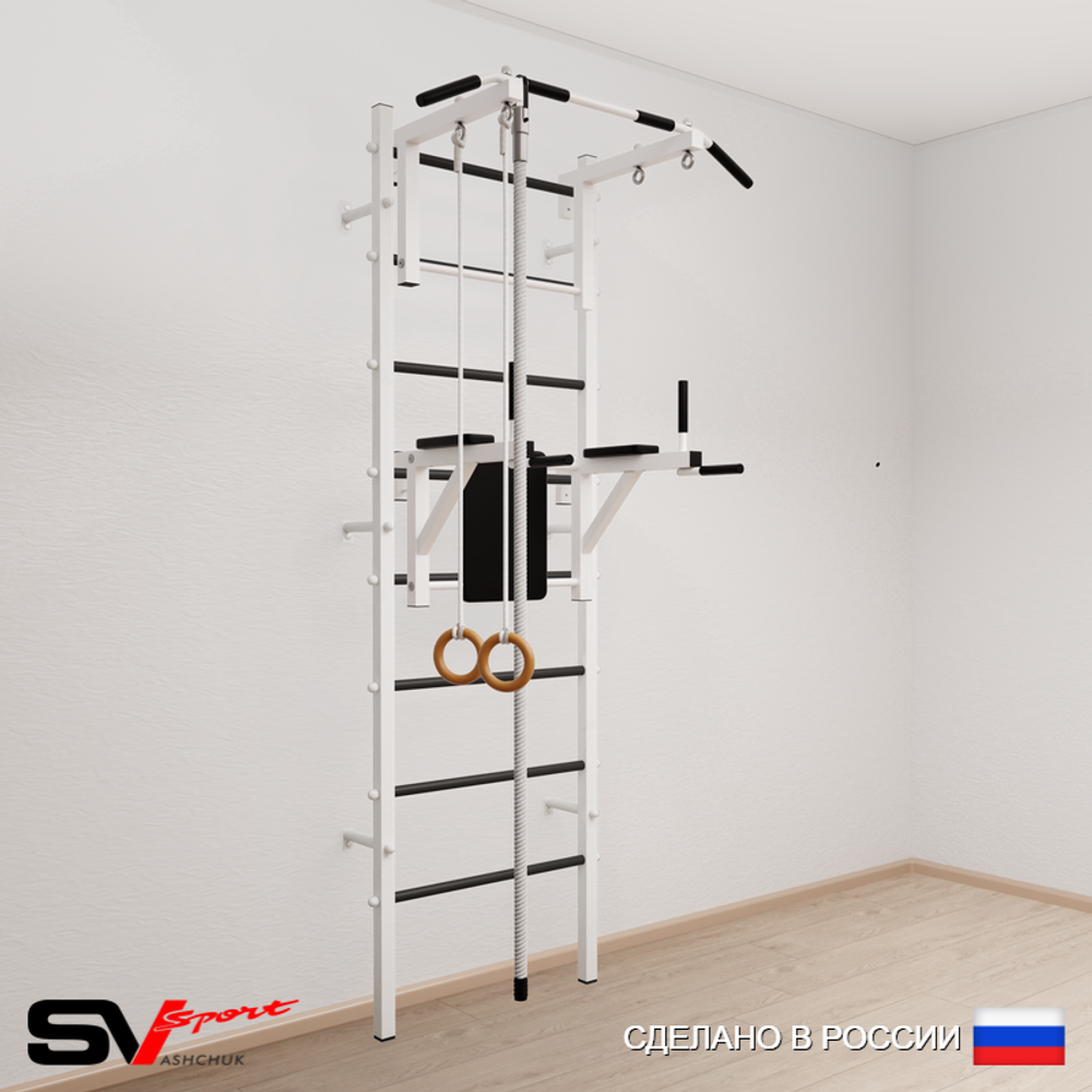 Шведская стенка Sv Sport усиленная 674 (Турник стандарт/Брусья/Канат/Кольца)