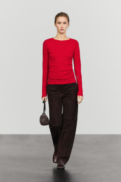 Massimo Dutti Футболка с длинными рукавами и манжетами, красный