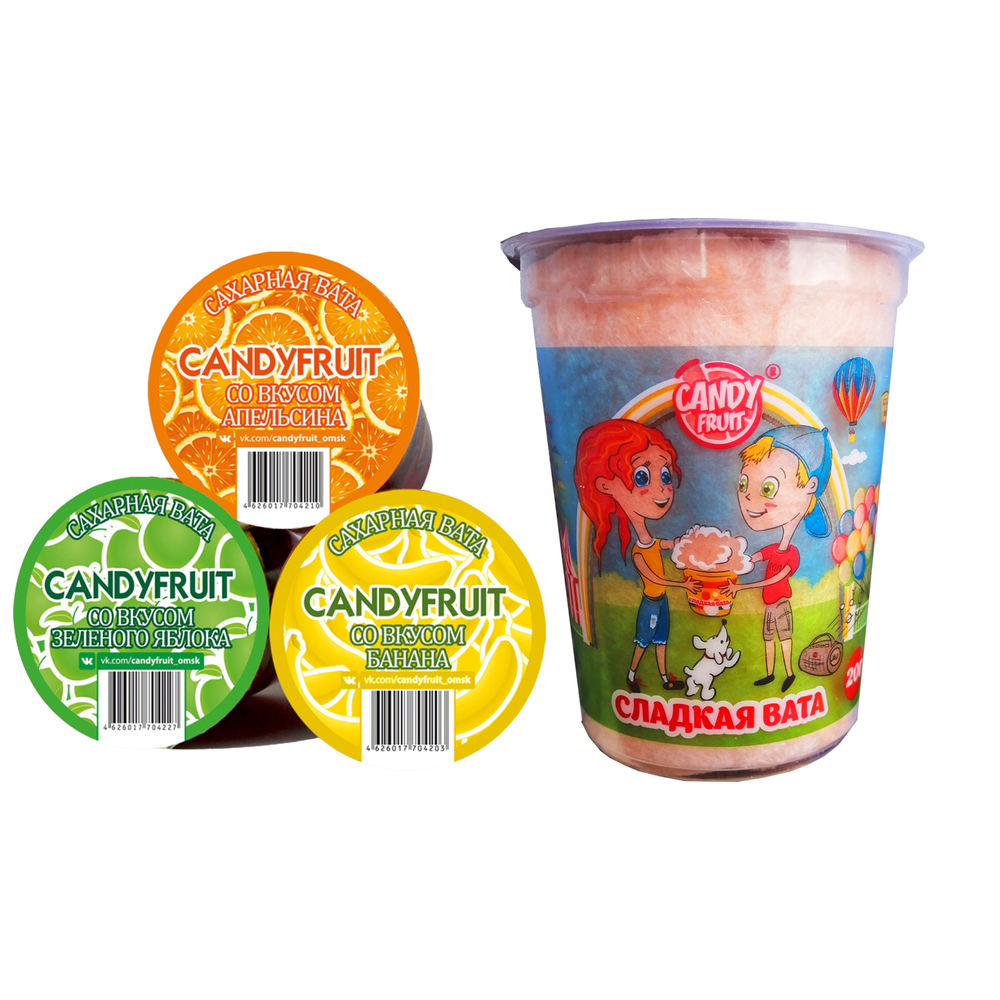 Сахарная Вата Фруктовое Ассорти "CANDYFRUIT" 20гр (12шт)