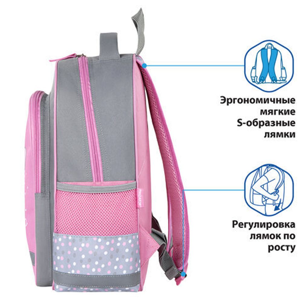 Рюкзак ПИФАГОР SCHOOL для начальной школы, "Adorable bunny", 38x28х14 см, 270654