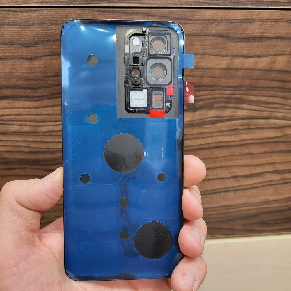 Крышка для Huawei P40 Pro - задняя стеклянная панель "Хорошее качество" (чёрно-серого цвета)