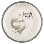 Миска керамическая для кошек короткомордых пород 0,3 л/ ф 15 см, серый, Trixie