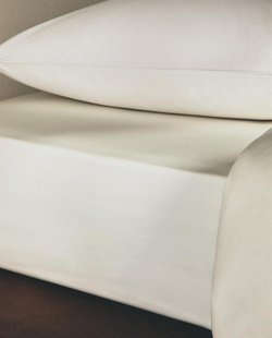 ZARA HOME (200 НИТЕЙ) НАТЯЖНАЯ ПРОСТЫНЯ ИЗ ХЛОПКА ПЕРКАЛЬ, ВАНИЛЬНЫЙ