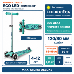 Самокат Maxi Micro Deluxe ECO LED Ментоловый