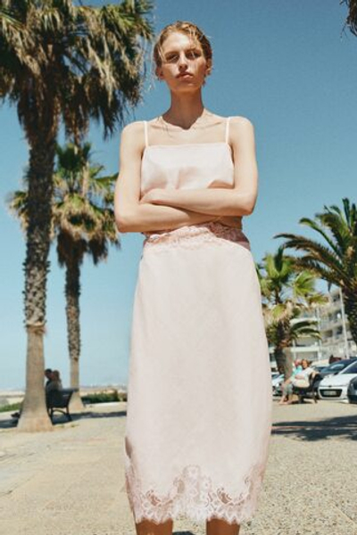 Юбка из рами с кружевной лентой - H&M