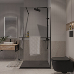 Душевая перегородка Niagara Nova NG-670-80ВLACK (80х195) черный матовый,стекло прозрачное,с полкой,1 место