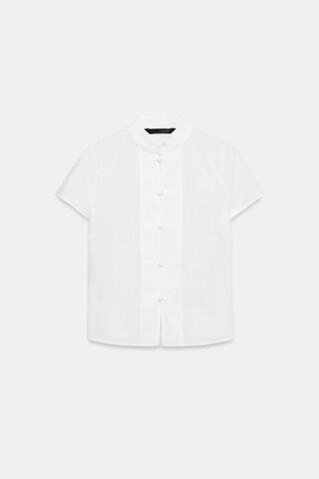 ZARA РУБАШКА ИЗ ПОПЛИНА С НАВЕСНЫМИ ПЕТЛЯМИ, БЕЛЫЙ