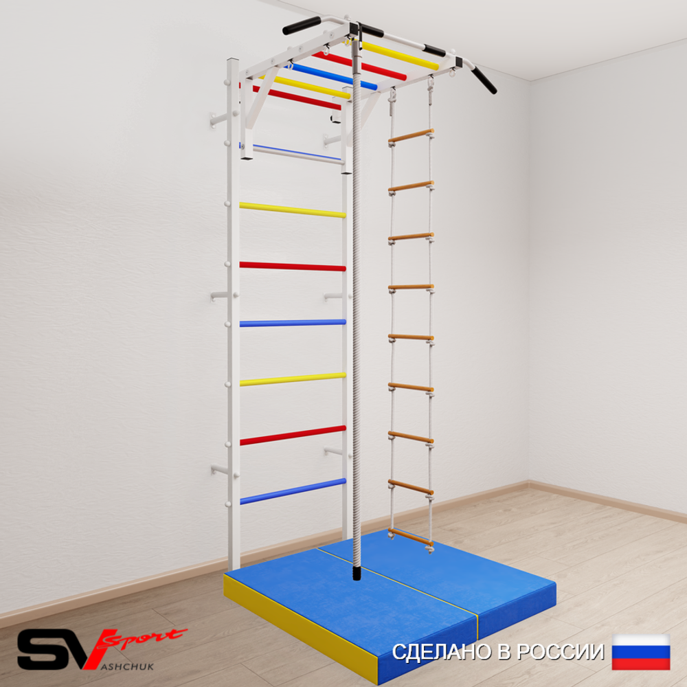 Шведская стенка Sv Sport 5344 (Турник рукоход/Канат/Лестница/Мат 1м)