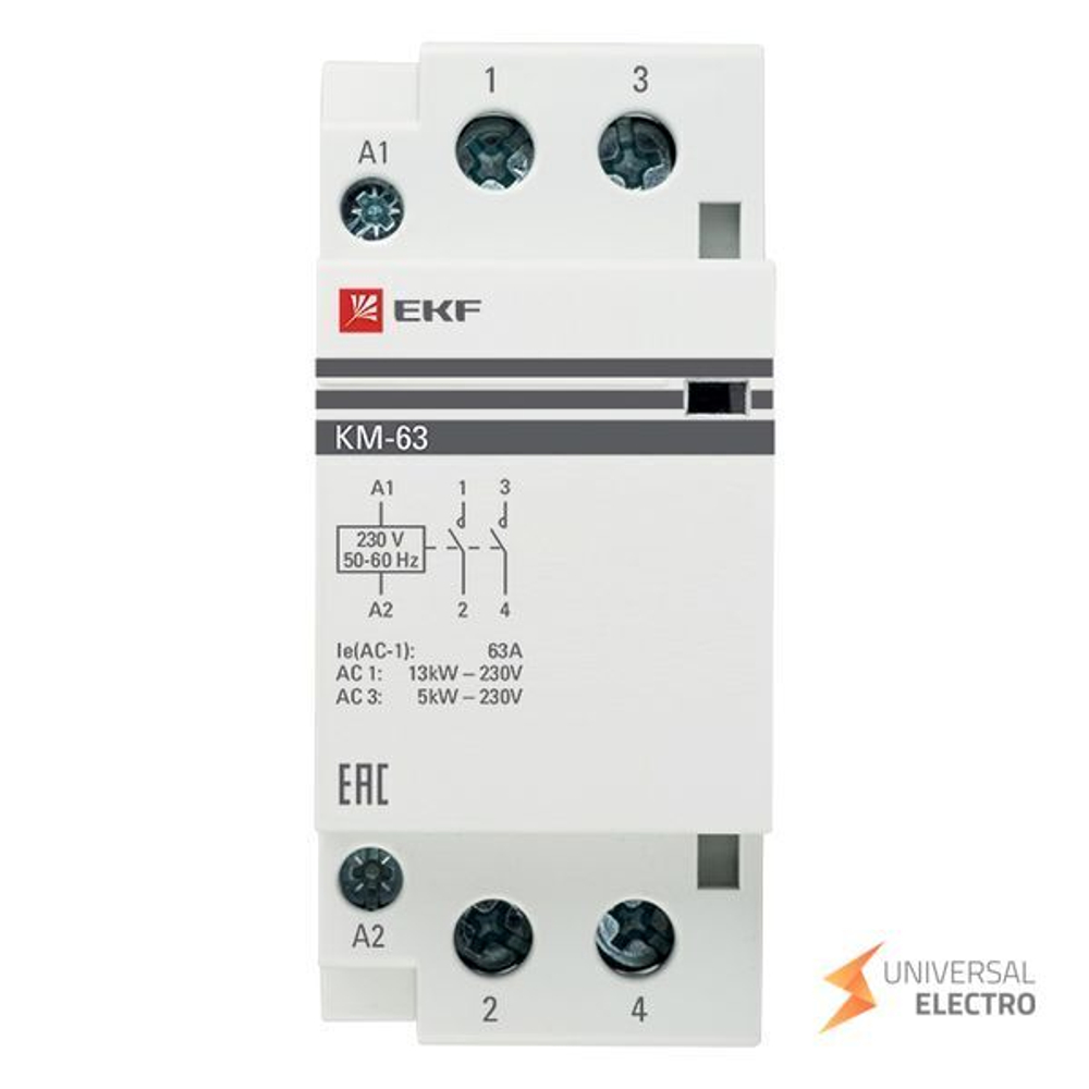 Контактор модульный КМ 63А 2NО (2 мод,) EKF PROxima
