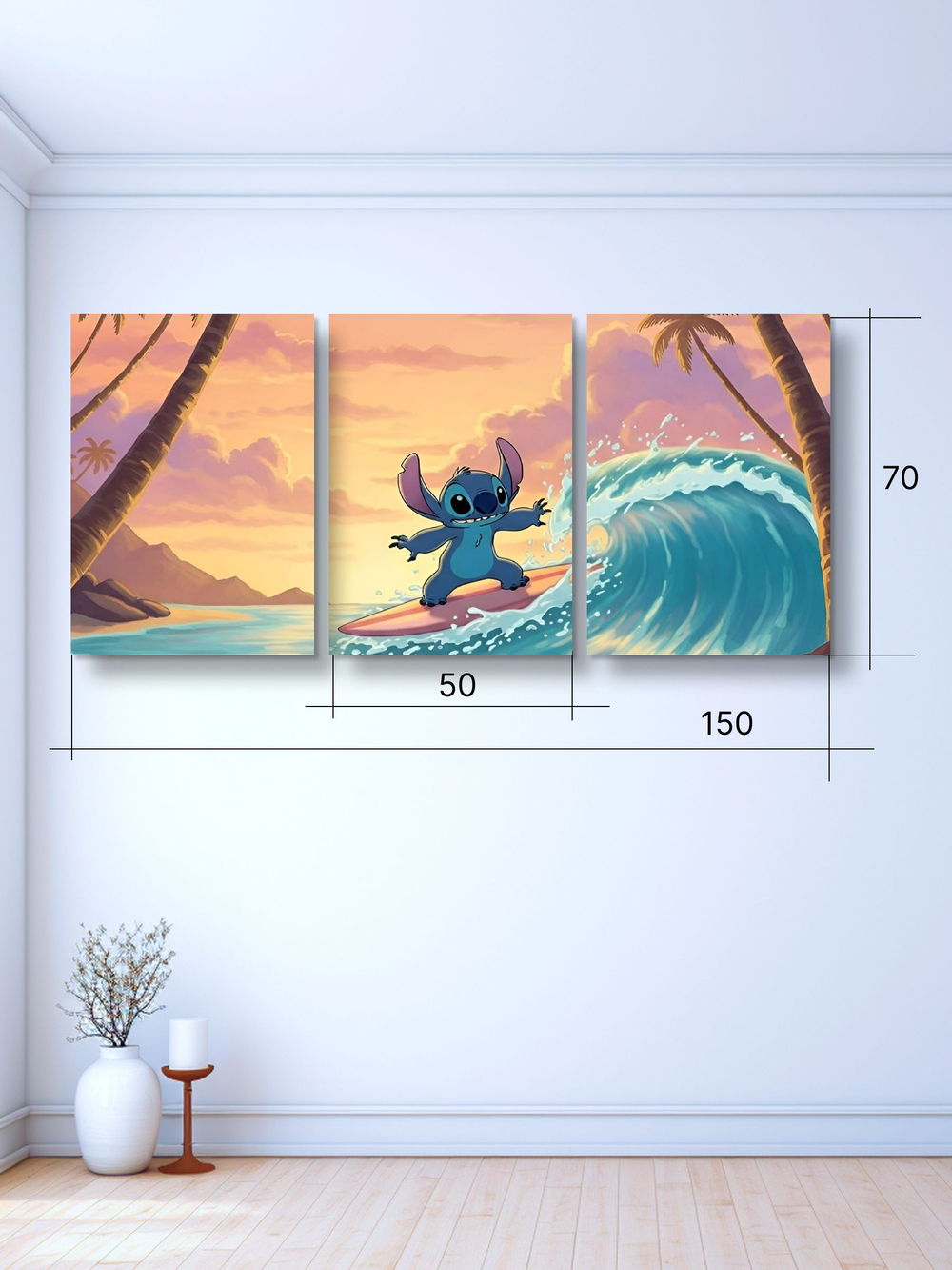 Картина Миньоны и лампочка модульная 50x70см 3шт.