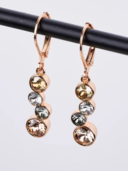 Серьги-подвески Эльза с кристаллами Swarovski шампань