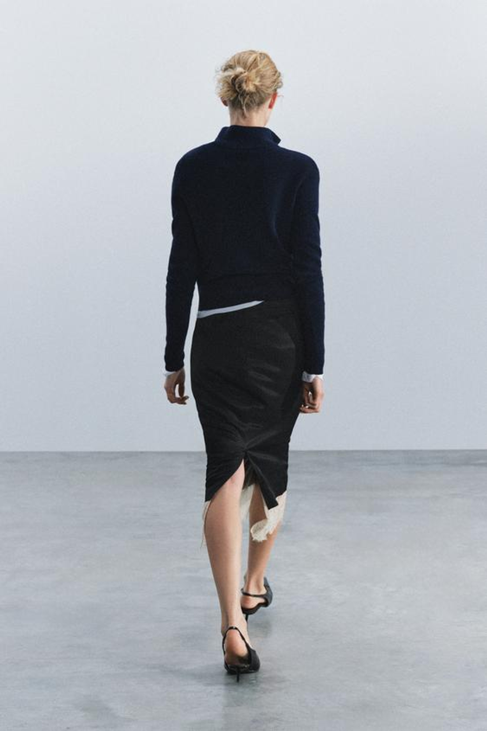 ZARA ЮБКА С КРУЖЕВОМ — ZW COLLECTION, ЧЕРНЫЙ