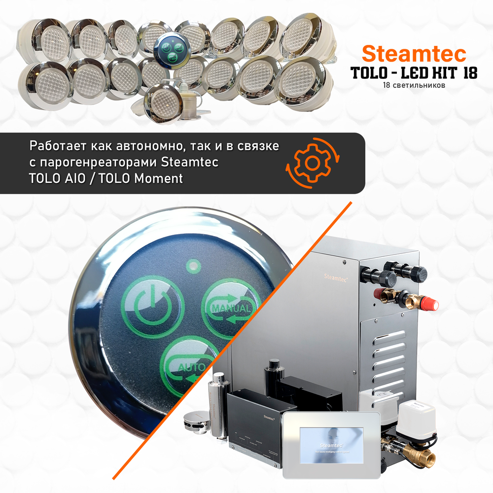Комплект освещения(хромотерапия) Steamtec TOLO-LED01-kit6, 18 ламп