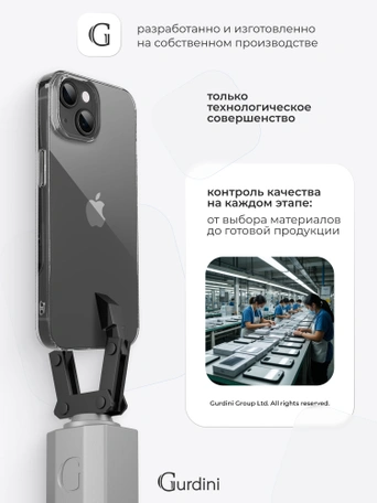 Чехол накладка Gurdini iPhone 13 mini 5.4" плотный силикон 1,5 mm прозрачный