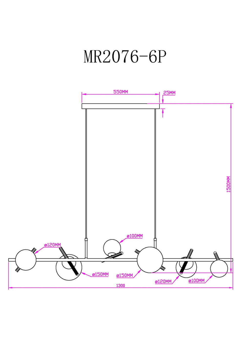 Подвесной светильник MyFar Francis MR2076-6P шарики