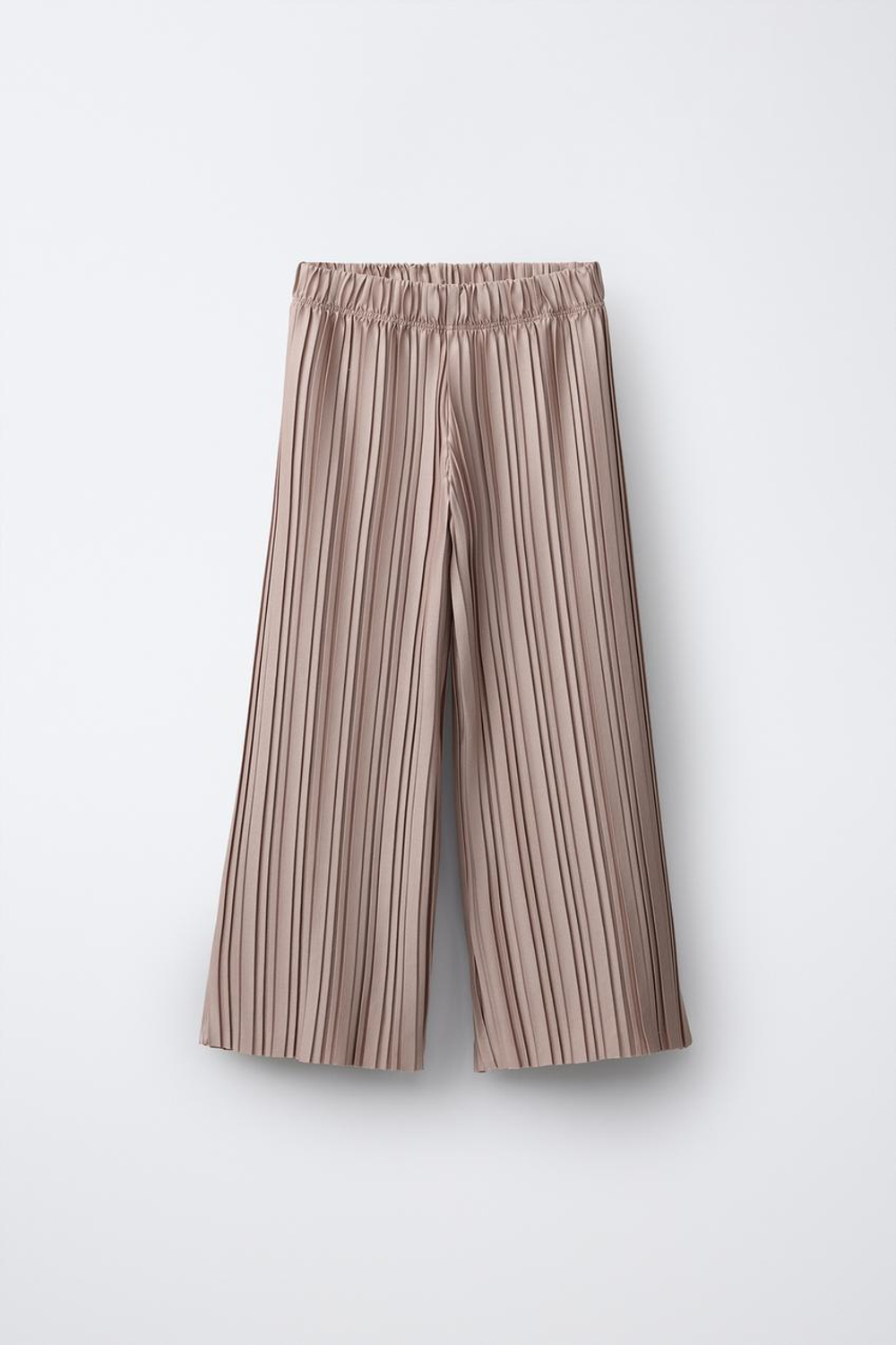 ZARA ПЛИССИРОВАННЫЕ БРЮКИ WIDE LEG, СЕРО-КОРИЧНЕВЫЙ