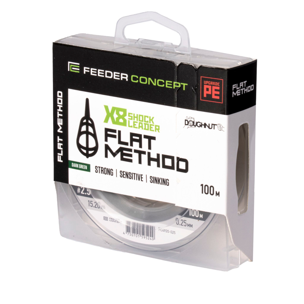Шок-лидер плетёный Feeder Concept Flat Method х8 SHOCK LEADER Dark Green 100/025