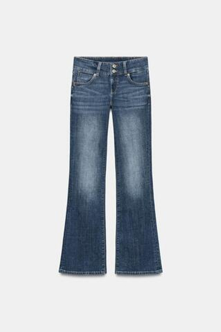 ZARA ДЖИНСЫ Z1975 BOOTCUT С НИЗКОЙ ПОСАДКОЙ И ШИРОКИМ ПОЯСОМ, СИНИЙ