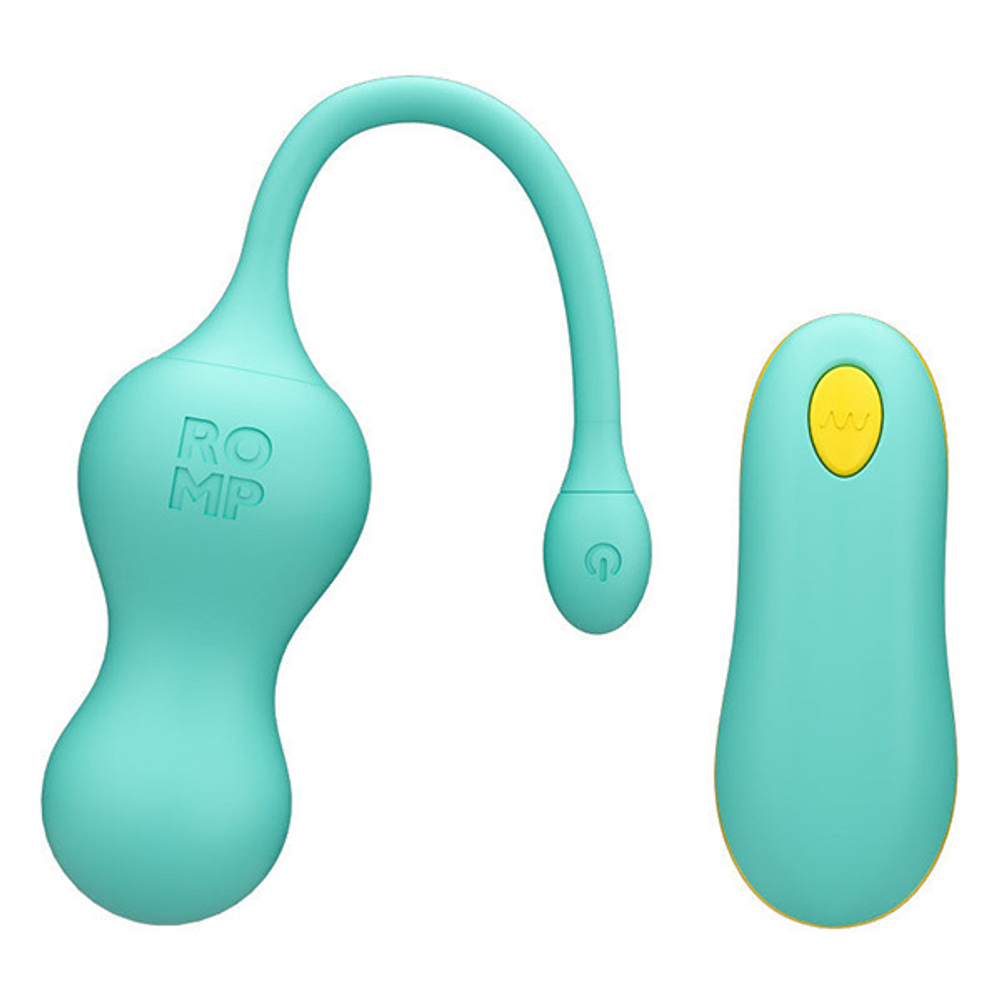 Бирюзовые виброшарики для G-точки c пультом ДУ Romp Cello Vibrating Egg RP261SG8