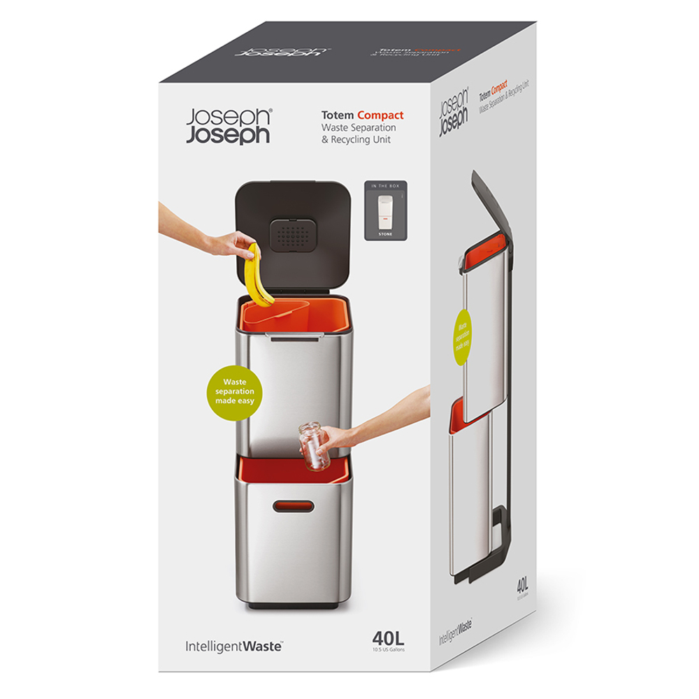 Контейнер для мусора с двумя баками totem compact, 40 л, белый