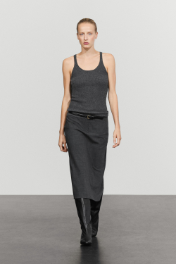 Massimo Dutti Топ из кашемира в рубчик, антрацитово-серый