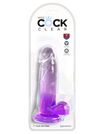 Фиолетовый фаллоимитатор с мошонкой на присоске 7’’ Cock with Balls - 20,3 см. (Цвет: фиолетовый)
