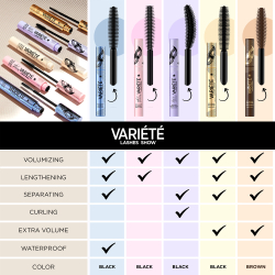 Eveline Cosmetics Variete Lashes Show - Водостойкая тушь, придающая объем и утолщающая ресницы, 10 ml