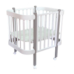 Кровать детская «Baby 21» 3 в 1 продольный маятник, колесо (белый/серый)