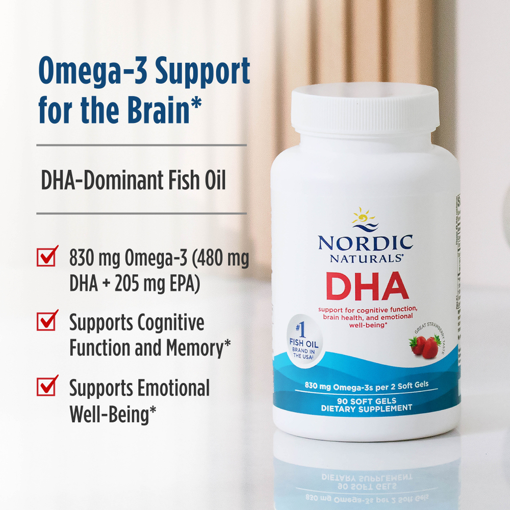 Nordic Naturals, ДГК, клубничный вкус, 90 мягких таблеток