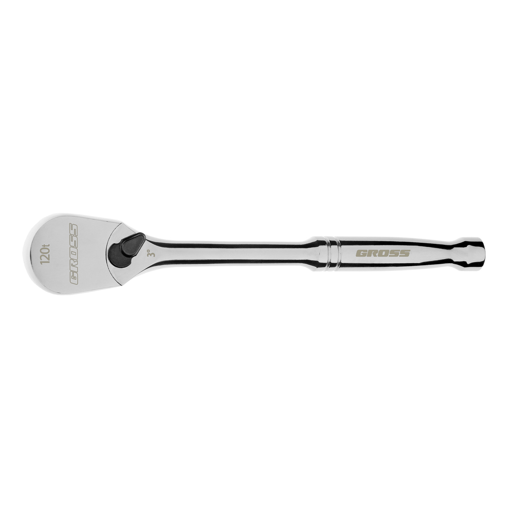Ключ-трещотка 1/2", CrV, 120 зубьев, цельнометаллический, хром Gross