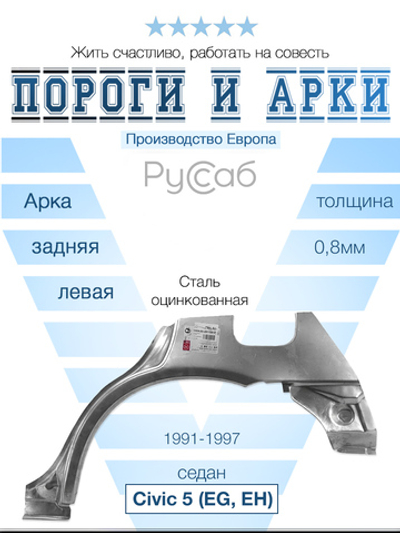 Арка левая Honda Civic 5 (EG, EH) 1991-1997 (Klokkerholm) седан