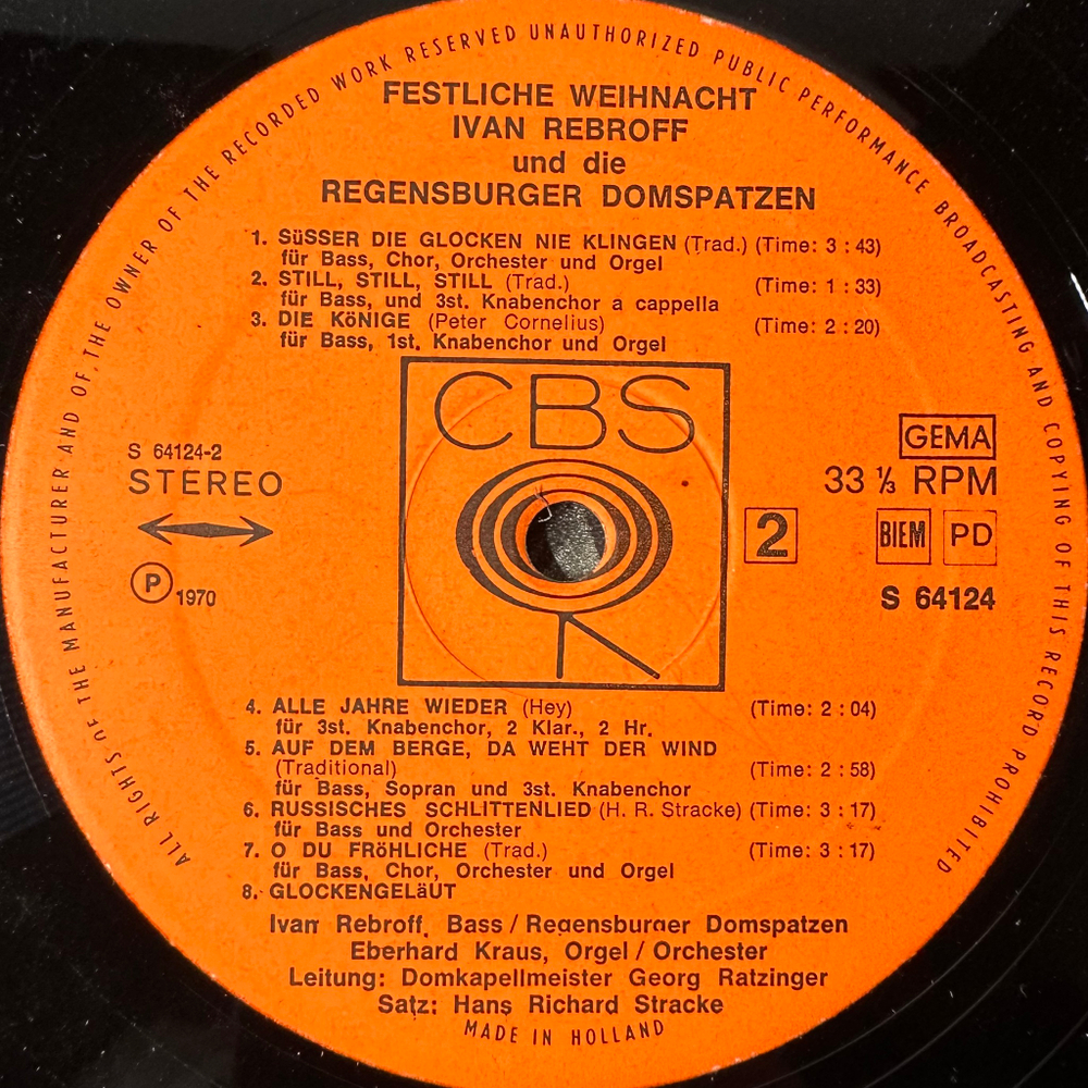 Ivan Rebroff Und Die Regensburger Domspatzen ‎– Festliche Weihnacht (Голландия 1970г.)