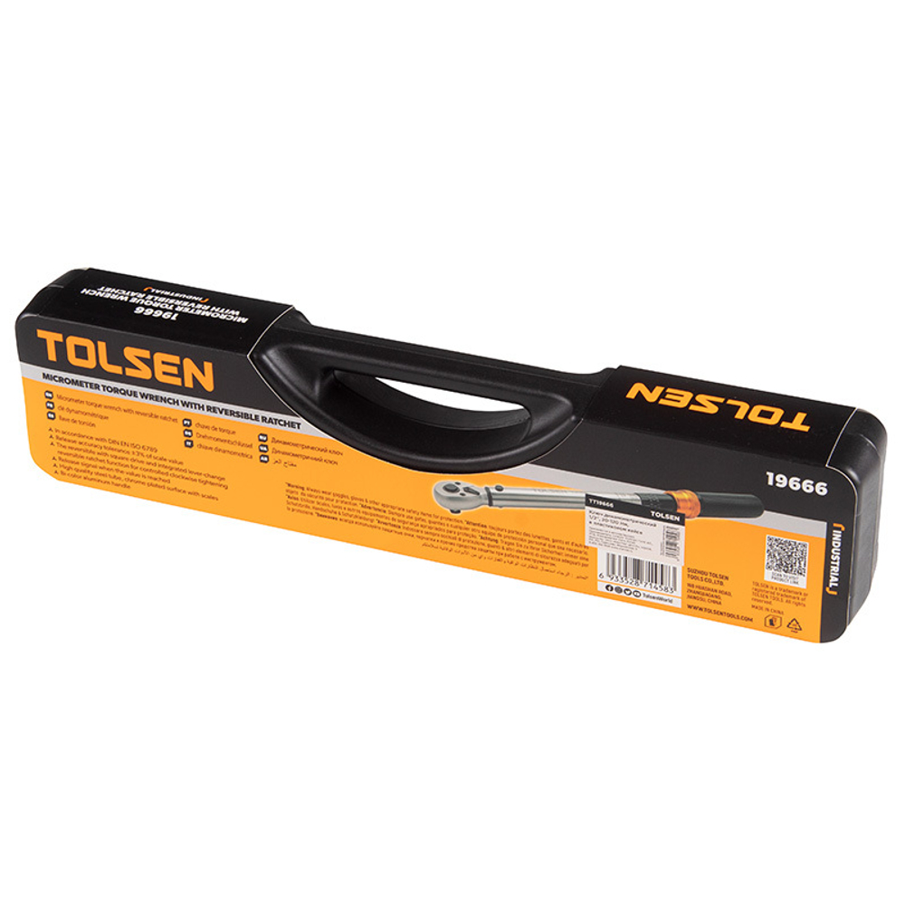 TOLSEN (TT19666) Динамометрический ключ 1/2", 20-120 Нм, для левой и правой резьбы, кейс