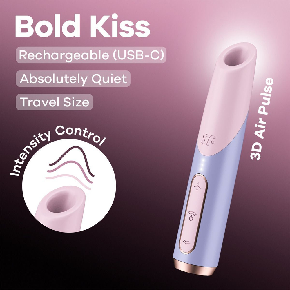 Вакуумный стимулятор клитора Bold Kiss (Цвет: фиолетовый с розовым)