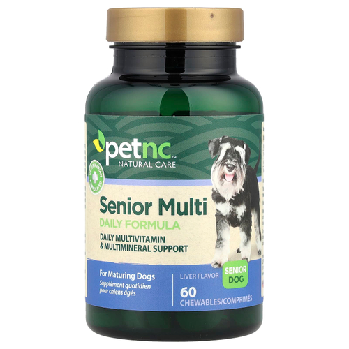 petnc NATURAL CARE, Натуральный уход за домашними животными, многодневная формула для взрослых собак, для взрослых собак, со вкусом печенки, 60 жевательных таблеток