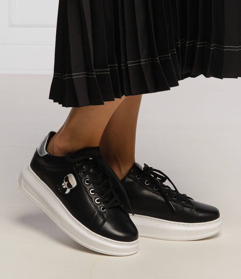 Кожаные кроссовки kapri ikon shine lo lace Karl Lagerfeld - черный(KL62530)