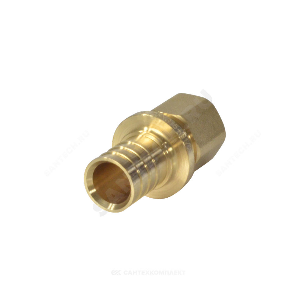 Муфта для PE-X труб аксиальная латунь Дн 16х1/2" ВР РОС