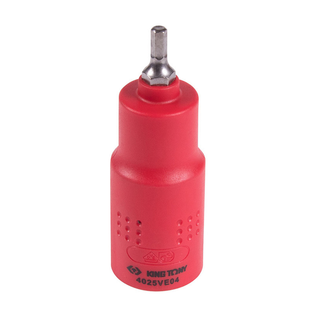 KING TONY (4025VE04) Насадка (бита) торцевая диэлектрическая 1/2", HEX, 4 мм, L = 75 мм