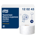 Бумага туалетная 170 метров, TORK (Система T2) PREMIUM, 2-слойная, белая, КОМПЛЕКТ 12 рулонов.