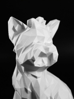 Статуэтка собаки породы Йорк (York dog) полигональная 21 см., 3D печать, белы