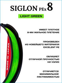 Шнур плетеный Sunline Siglon PEx8 Light Green 150м #0.4/ 2.9кг (светло-зеленый)