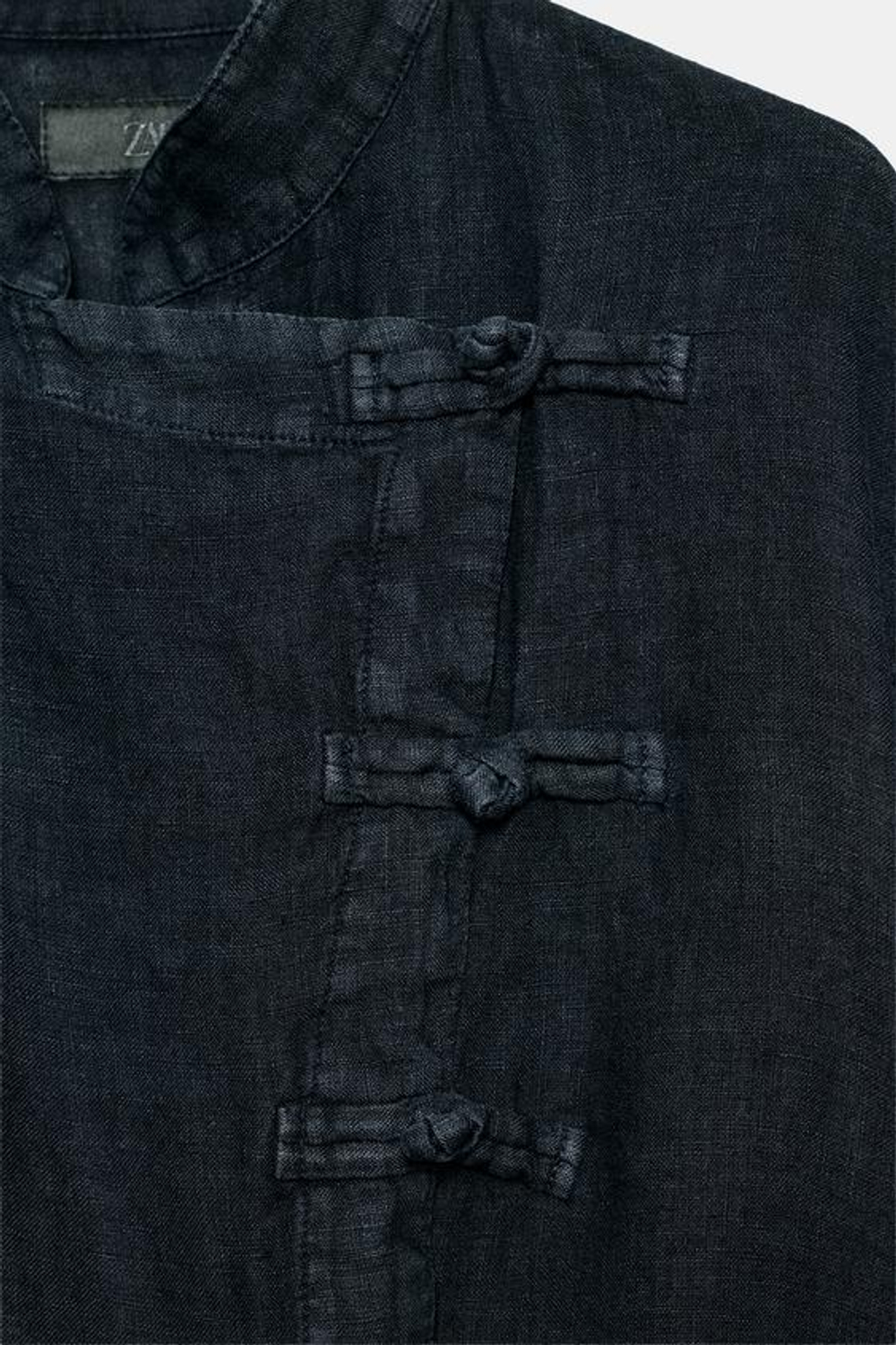 ZARA БЛУЗА НА ЗАПАХЕ ИЗ 100% ЛЬНА — ZW COLLECTION, СИНИЙ