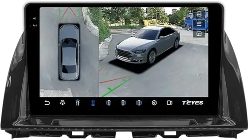Магнитола для Mazda CX-5 2015-2017 (ШГУ цветной) - Teyes CC3-2K-360 монитор 10.36" 2K QLED на Android 10, Быстрая, CarPlay, 4G SIM-слот, 4 камеры в комплекте