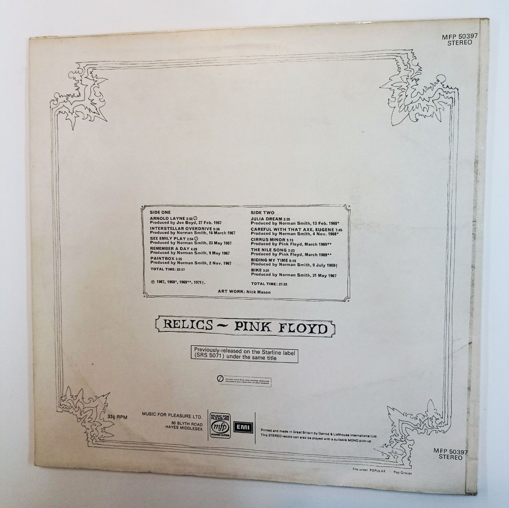 Винтажная виниловая пластинка LP Pink Floyd Relics (UK 1978)